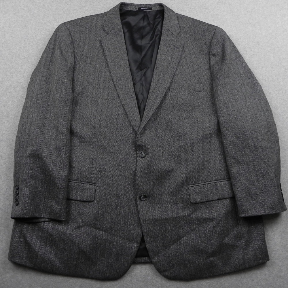 Joseph & Feiss Gold Blazer Mens 52 Long Classic Fit Luxury Wool Grey Herringbone